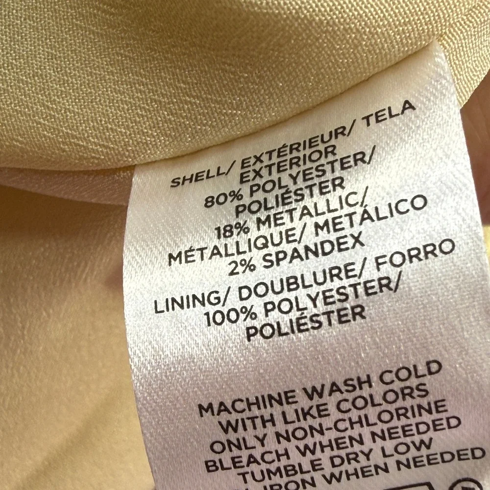 LOFT Dress Womens 6 Gold Metallic Jacquard Short Sleeve Puff Shift Cocktail Glam